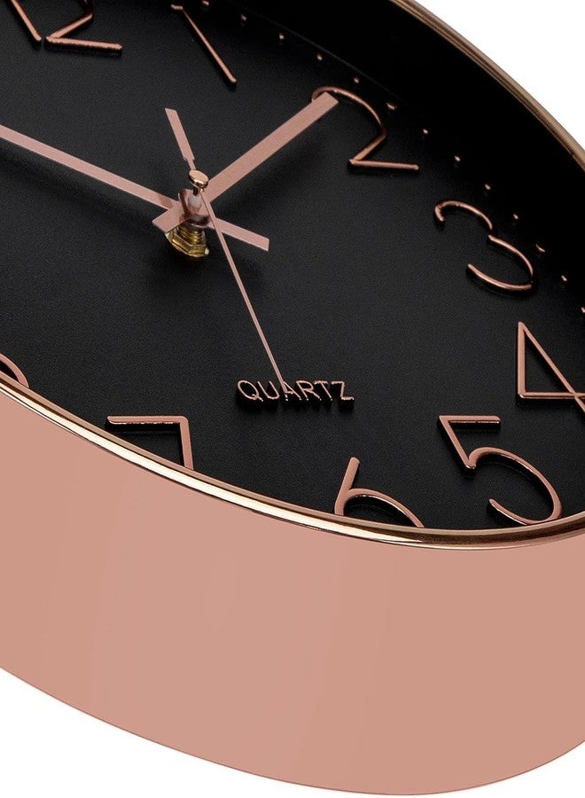 Rellon Industries Wall Clock for Living Room Stylish Modern Round 3D Decorative Design for Home/Office/Kitchen/Bedroom/Living Room, Easy to Read(12 inch) (White Rose Gold) (Black Rose Gold) - Image 4